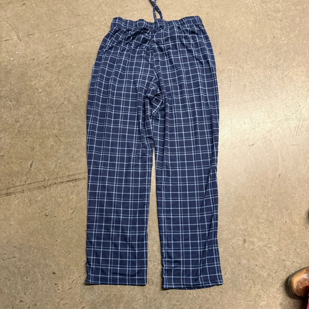 Van Heusen Mens Blue Plaid Pajama Pants Sleepwear Lounge Bottoms Size Medium‎